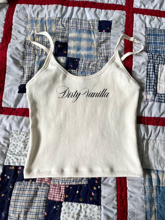 S CURSIVE DIRTY VANILLA CROPPED CAMI